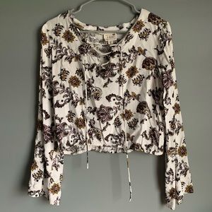 Cropped Lace Up Long Sleeve